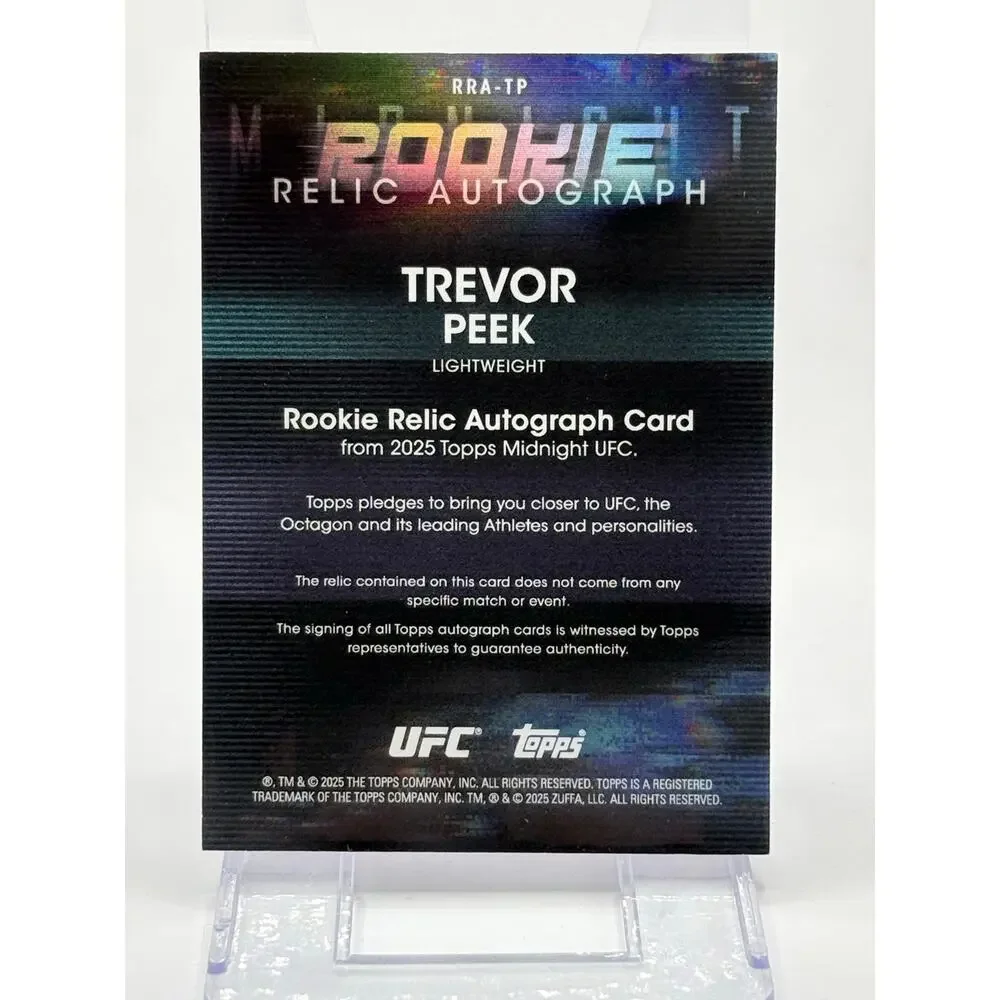 2025 Topps UFC Midnight Trevor Peek Rookie Relic Patch Auto RC - Picture 2 of 2